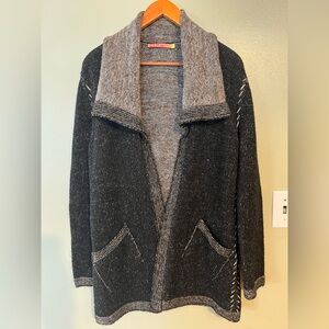 Kuna Alpaca Knit Cozy Brown Open   Cardigan Pockets  Soft Size 1/S